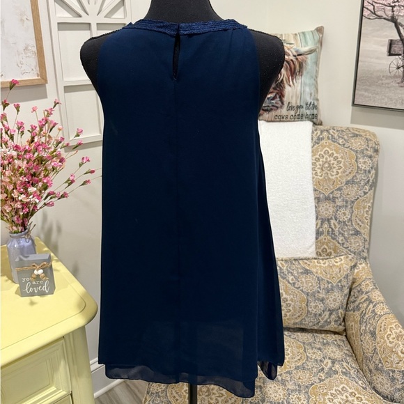 Max Studio Dark Blue Dress with Lace Accent - Picture 4 of 6